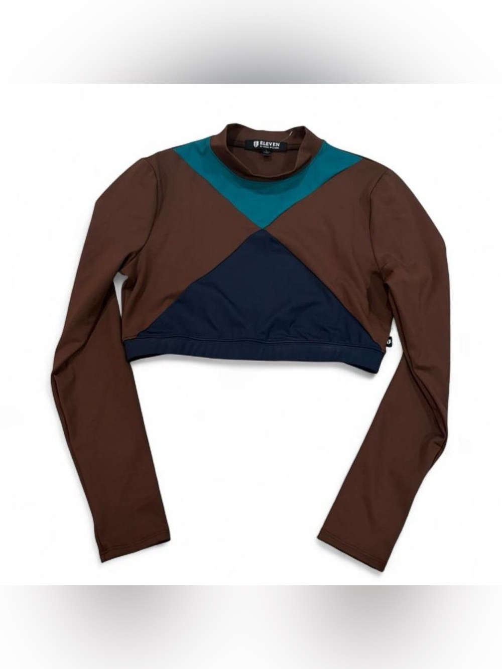 NEW Eleven by Venus Williams Argyle Mock Neck Crop Top